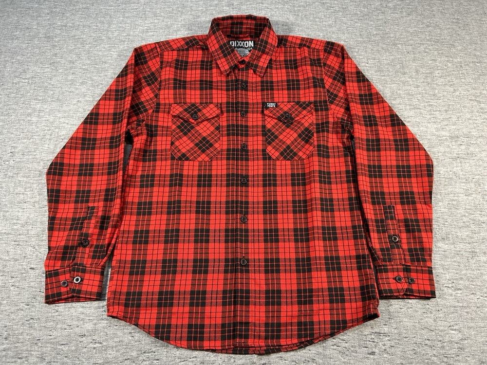 Dixxon Tubby Toms Hot Sauce Flannel Shirt Mens Medium Red Black Plaid Button-Up
